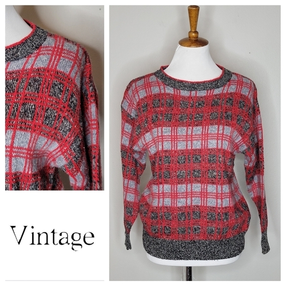 Vintage De Rothchild Deadstock‎ Plaid Sweater Size Large NWT - Picture 1 of 8